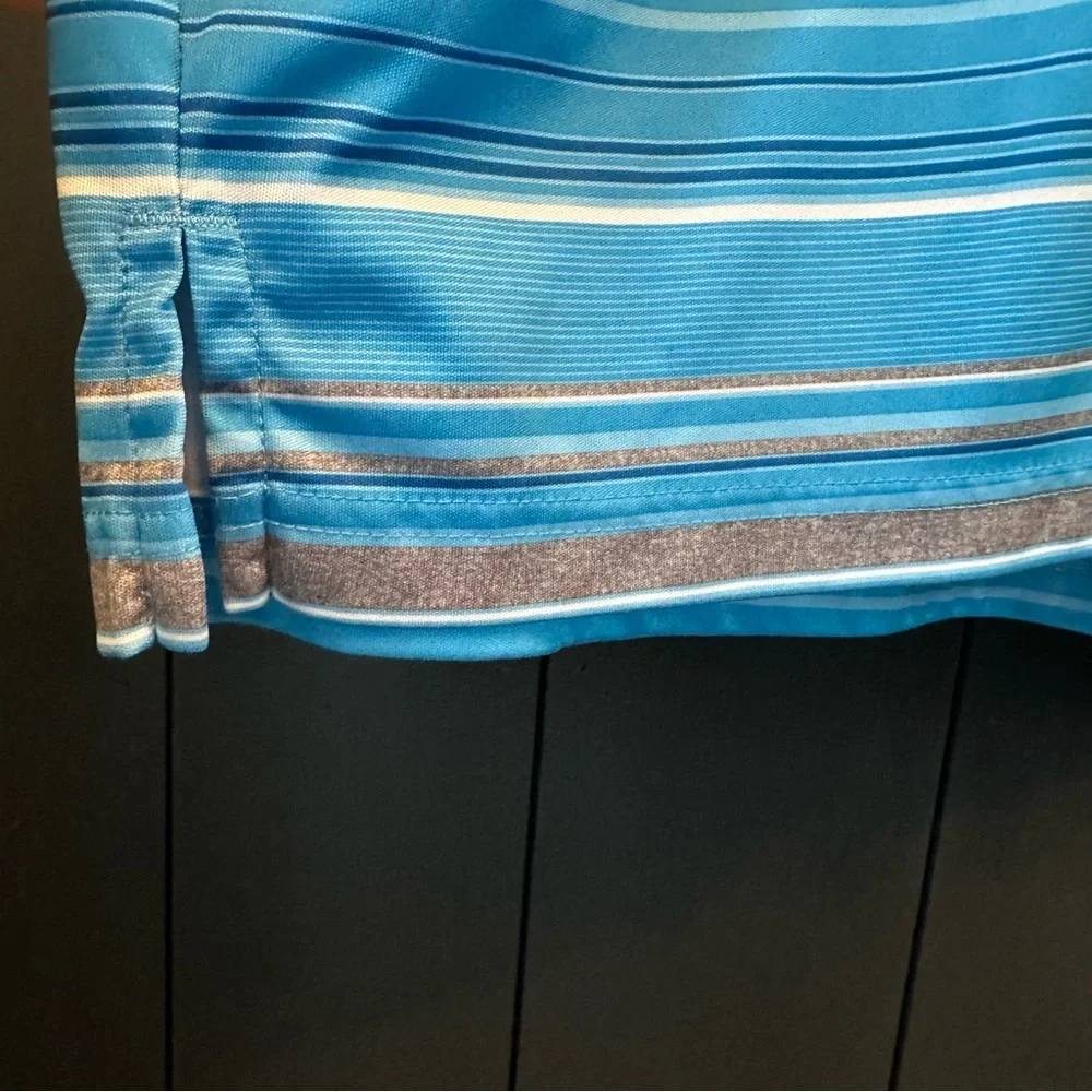 Ben Hogan Men's Blue Stacked Stripe Short Sleeve Golf Polo Shirt Size 2XL‎